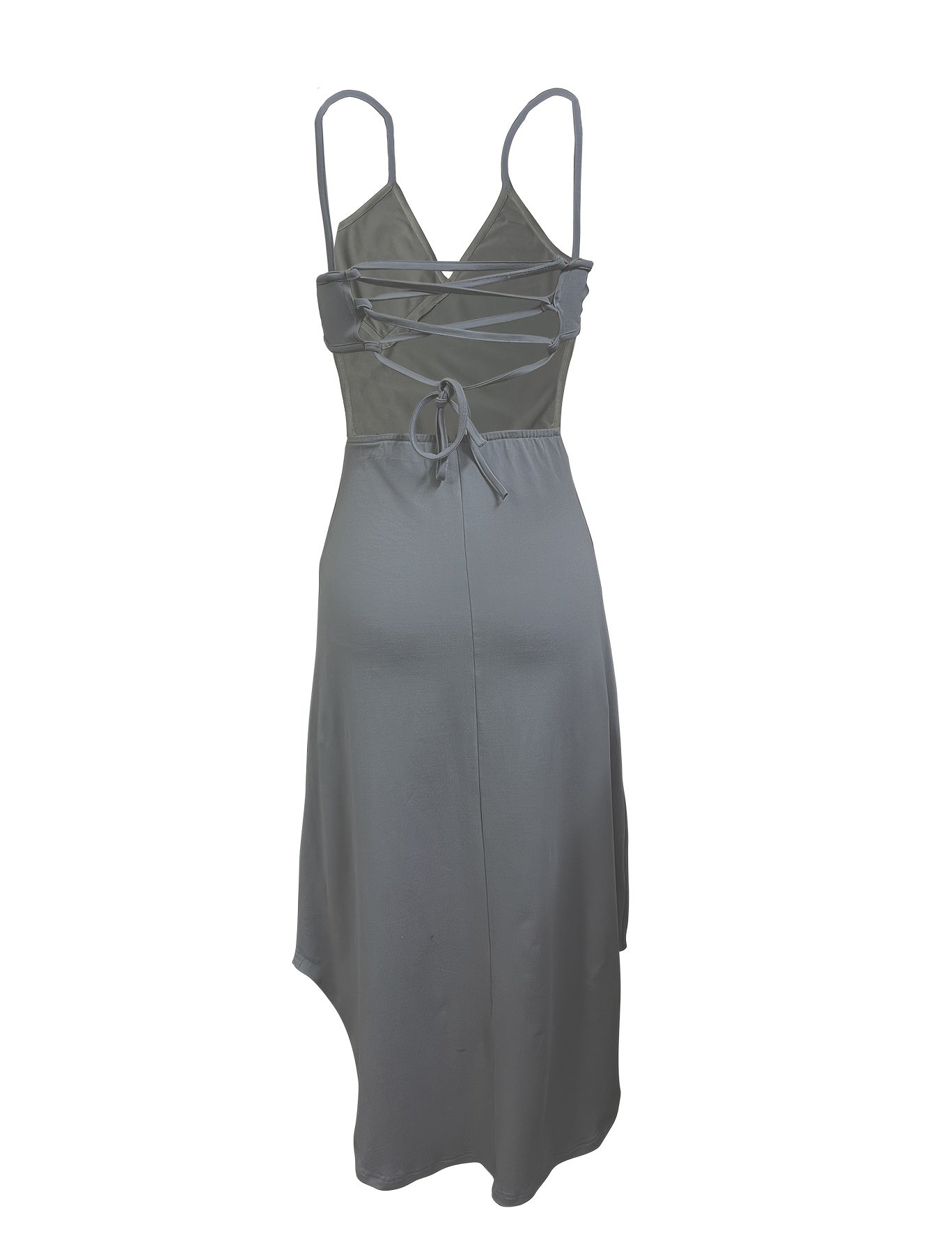 Women'S Sexy Spaghetti Strap Slingback Dress, Solid Color Knit Polyester 95% Spandex 5% Fabric, All-Season Elegant Evening Gown